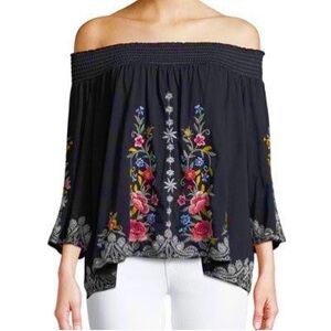 $215 New Johnny Was Harlith Embroidered Off The Shoulder Top